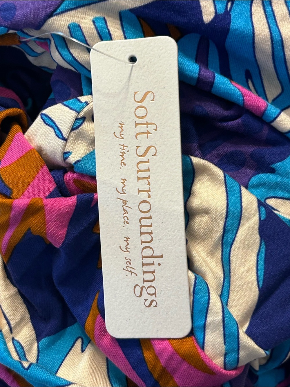 NWT $130 Soft Surroundings Serena Maxi Dress Nazarene Blue Multi Size Large - Picture 9 of 13